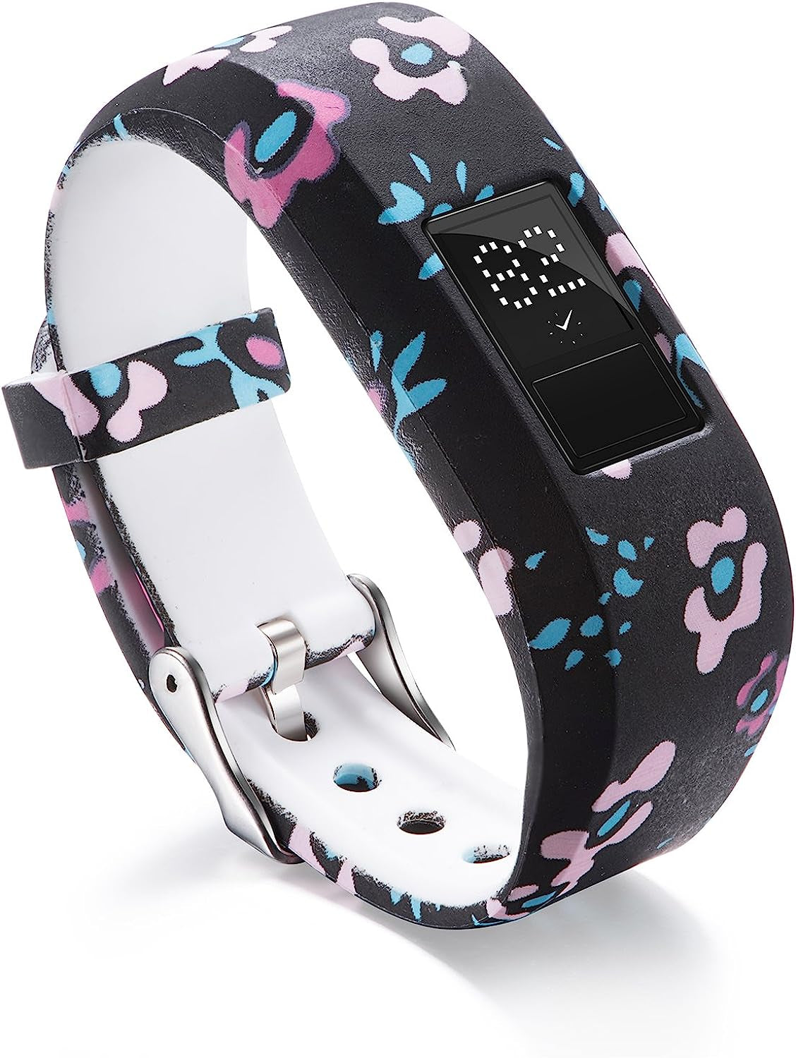 GTHY Compatible with Garmin Vivofit JR/JR 2/Vivofit 3 Bands Repacement,For Kids Boys Girls,Soft Silicone Pattern Adjustable Straps,Wristbands,Watch Band,With Secure Metal Clasp,Lagre&Small  GTHY H Small 
