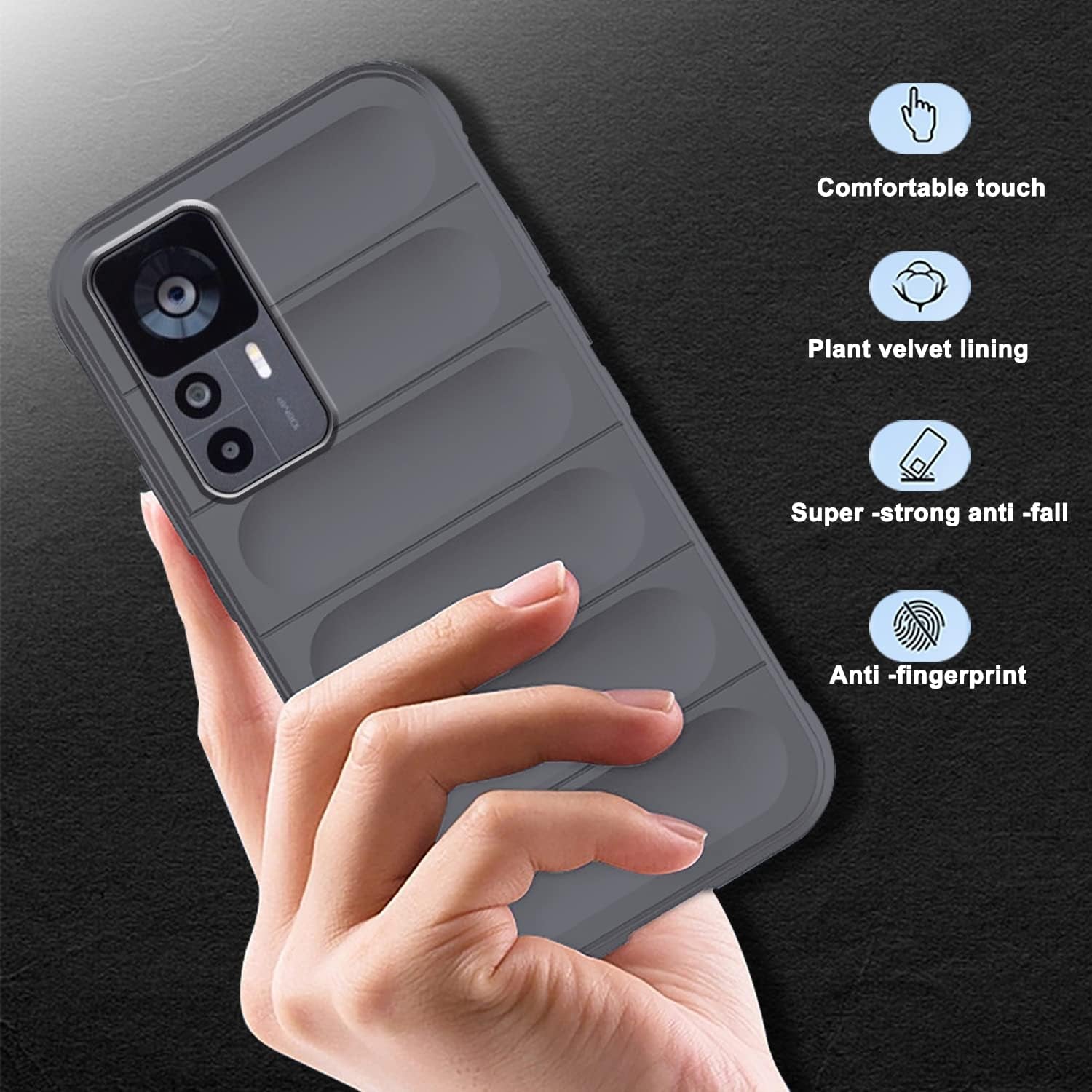 Tiwinxing Case Compatible with Xiaomi Redmi Note 12S Case Shockproof, Soft TPU Slim Redmi Note 12S Case for Women Men Anti-Scratch Protective Phone Case (Grey)  Tiwinxing   
