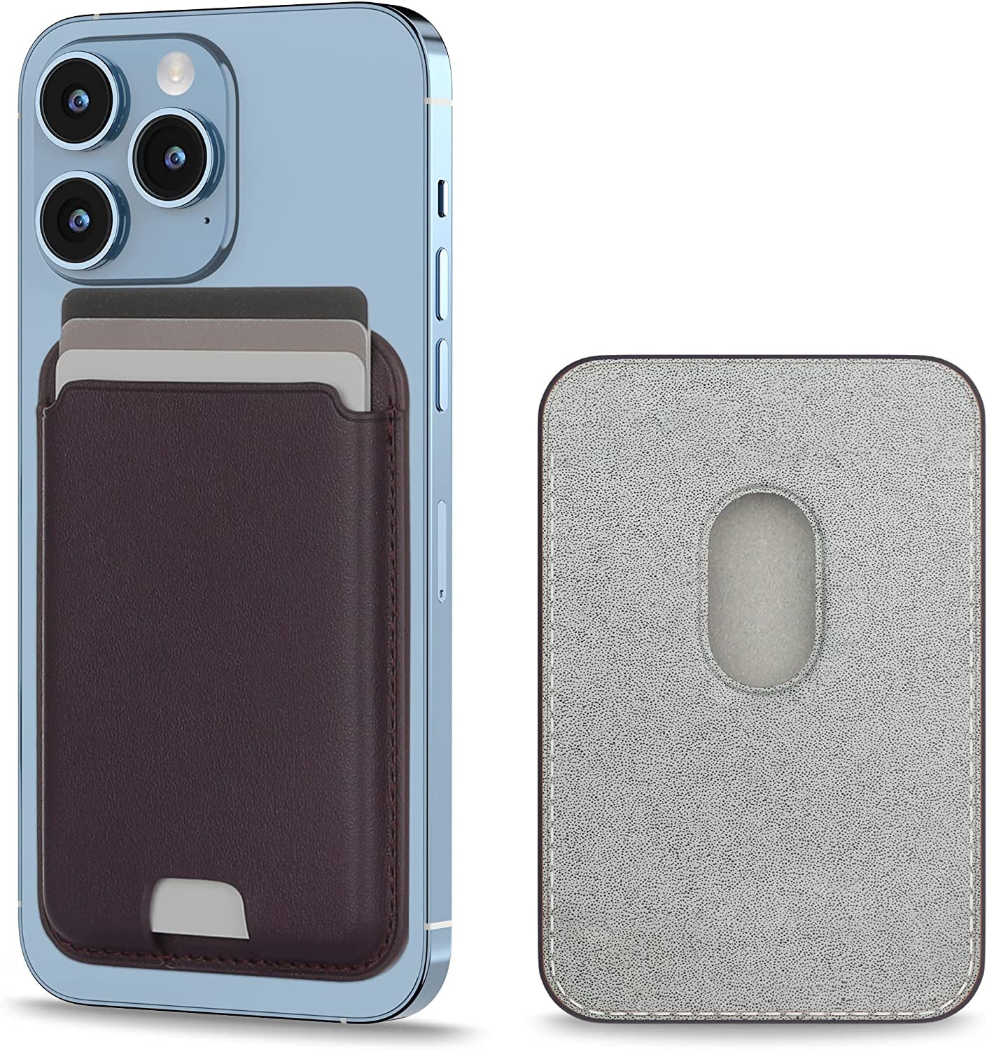 LCYATSI Magnetic Card Wallet Holder with Magsafe for Iphone 12/13/14 Mini/Plus/Pro/Max, Magnetic Cell Phone Wallet Card Holder for Magsafe Compatible with Most of Cell Phone Black  LCYATSI Purple  