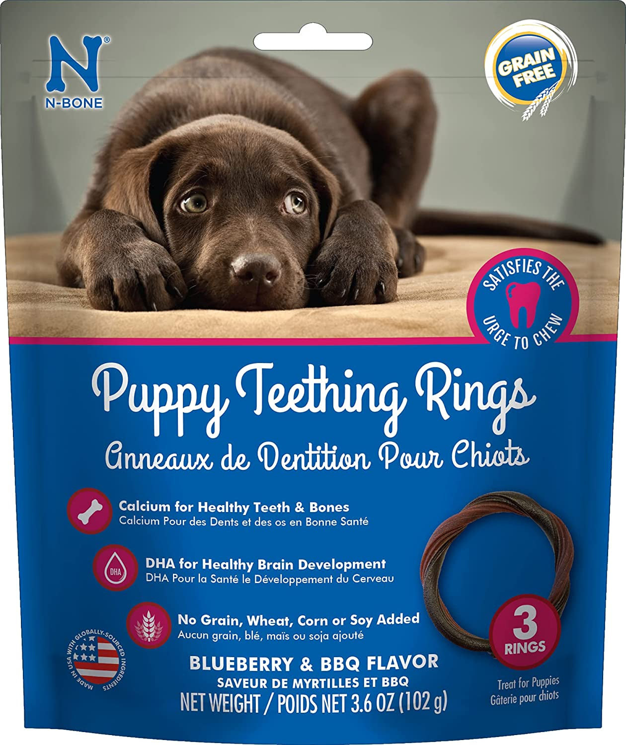 N-Bone Puppy Teething Treats,Chicken, 3.74 Oz (111150)  N-Bone Blueberry  Bbq 3 Count (Pack Of 1) 