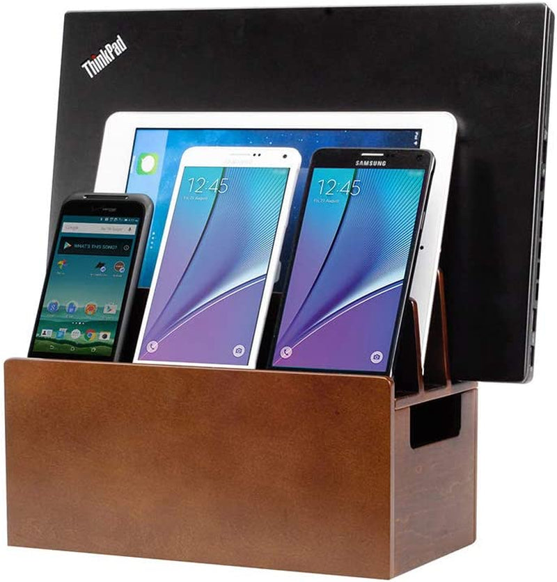 Mobilevision Wood Multi Device Organizer Stand and Charging Station for Smartphones, Tablets, and Laptops Includes 5-USB Hub Charger Combo  MobileVision Speaker Stand Only  