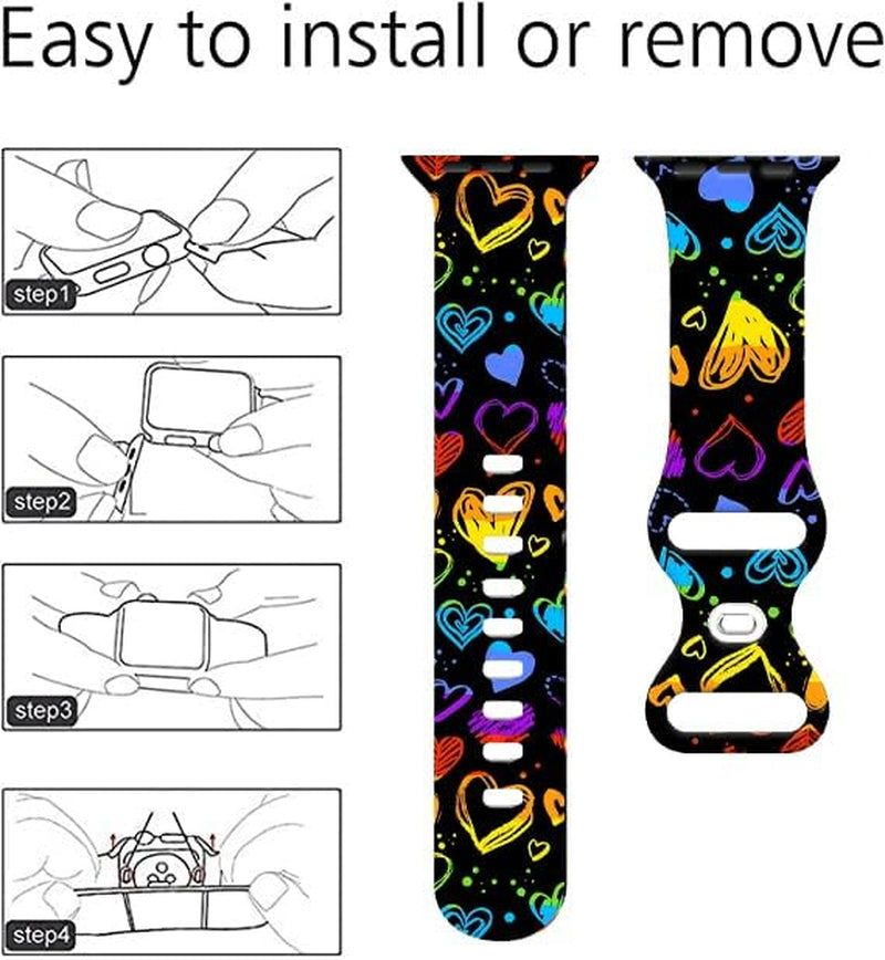 Summer Tropical Floral Watch Band Compatible with Apple Watch 38Mm 40Mm 41Mm 42Mm 44Mm 45Mm, Palm Tree Pattern Silicone Replacement Bands Wristbands Strap Compatible with All Iwatch Series  WANSENCE   