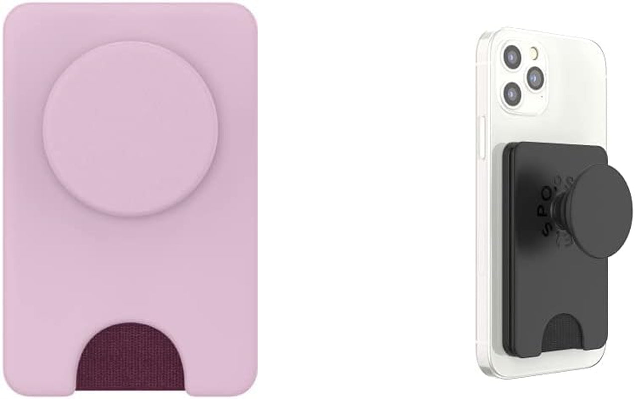 Popsockets Phone Wallet with Expanding Grip, Phone Card Holder, Wireless Charging Compatible, Wallet for Magsafe - White Clear  PopSockets Blush Pink Wallet + Wallet - Black 