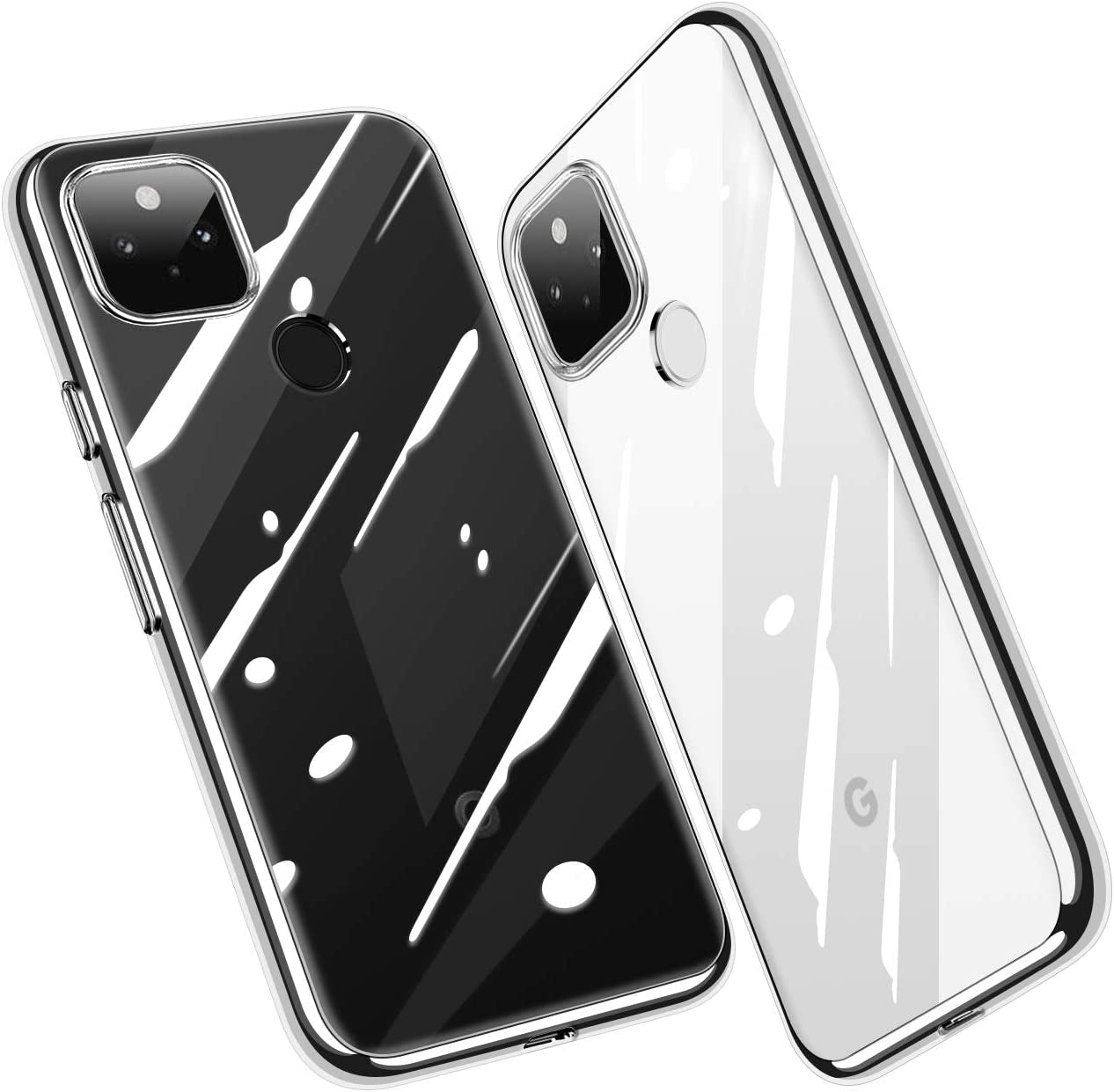 Google Pixel 5 Case Crystal Clear Slim Thin Soft Silicone Shockproof Protective TPU Bumper Thin Cover for Pixel 5 (2020) 6" - Clear  Guuboly   