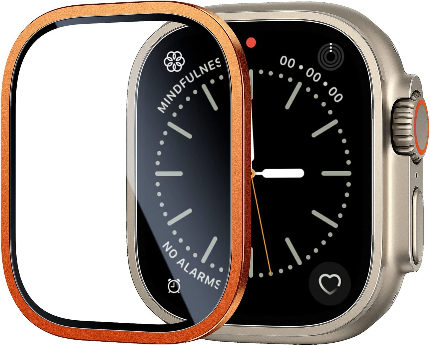 BAZO for Apple Watch Ultra Screen Protector 49Mm, Titanium Alloy Frame with 9H Tempered Glass Ultra-Thin Anti-Scratch High Definition Bubble Free Lightweight Protective Glass Film for Iwatch Ultra, Original  BAZO Orange Apple Watch Ultra 