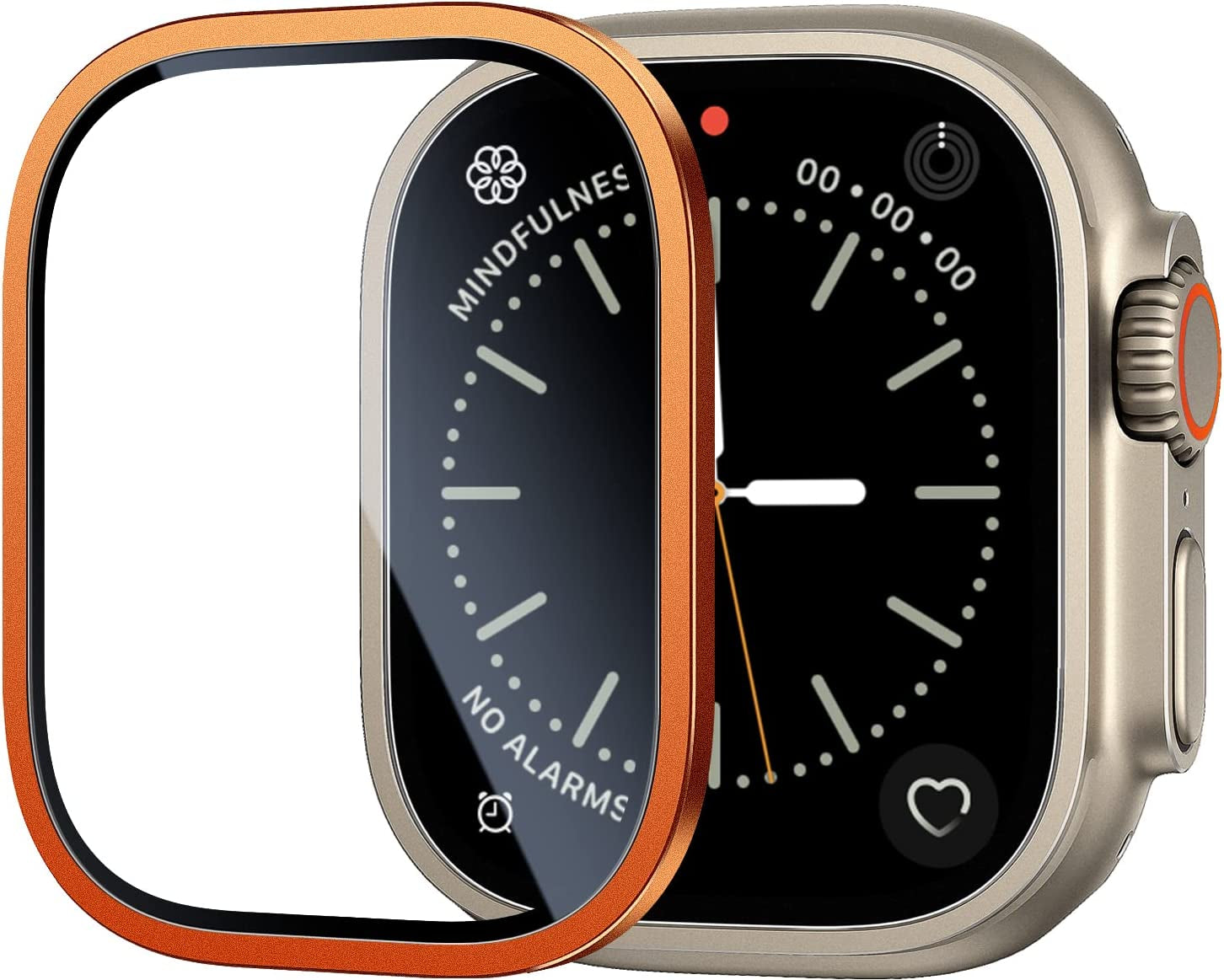 BAZO for Apple Watch Ultra Screen Protector 49Mm, Titanium Alloy Frame with 9H Tempered Glass Ultra-Thin Anti-Scratch High Definition Bubble Free Lightweight Protective Glass Film for Iwatch Ultra, Original  BAZO Orange Apple Watch Ultra 