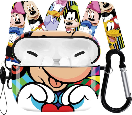 Airpods Pro Case Designed for Airpods Pro,Full Protective Case Cover with Keychain and Lanyard,Shockproof Cartoon Case for Airpods Pro Charging Case(Mickey Love Pro)  SUNTONIO   