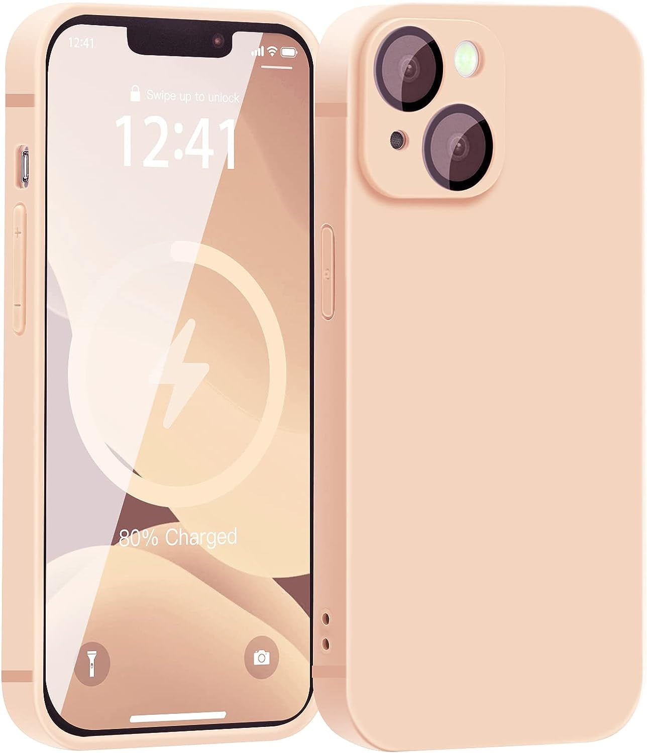 YZR Silicone Case Compatible with Iphone 13 Case (6.1 Inch 2021), with Camera Protection, Liquid Silicone Phone Case (Purple)  YZR Light Pink  