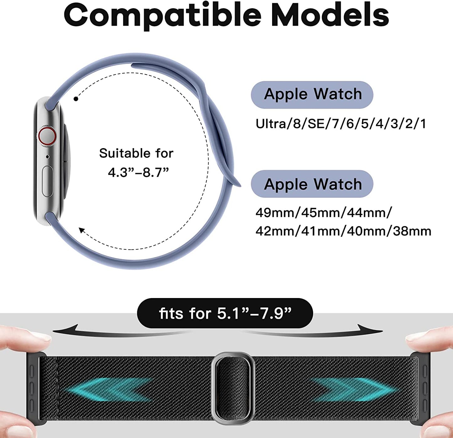 6 Pack Bands Compatible with Apple Watch Band 38Mm 40Mm 41Mm 42Mm 44Mm 45Mm 49Mm-3Pack Soft Silicone Strap, 3Pack Elastic Sport Wristbands for Iwatch Series Ultra 8 7 6 5 4 3 2 1 SE Women Men  iFuntec   
