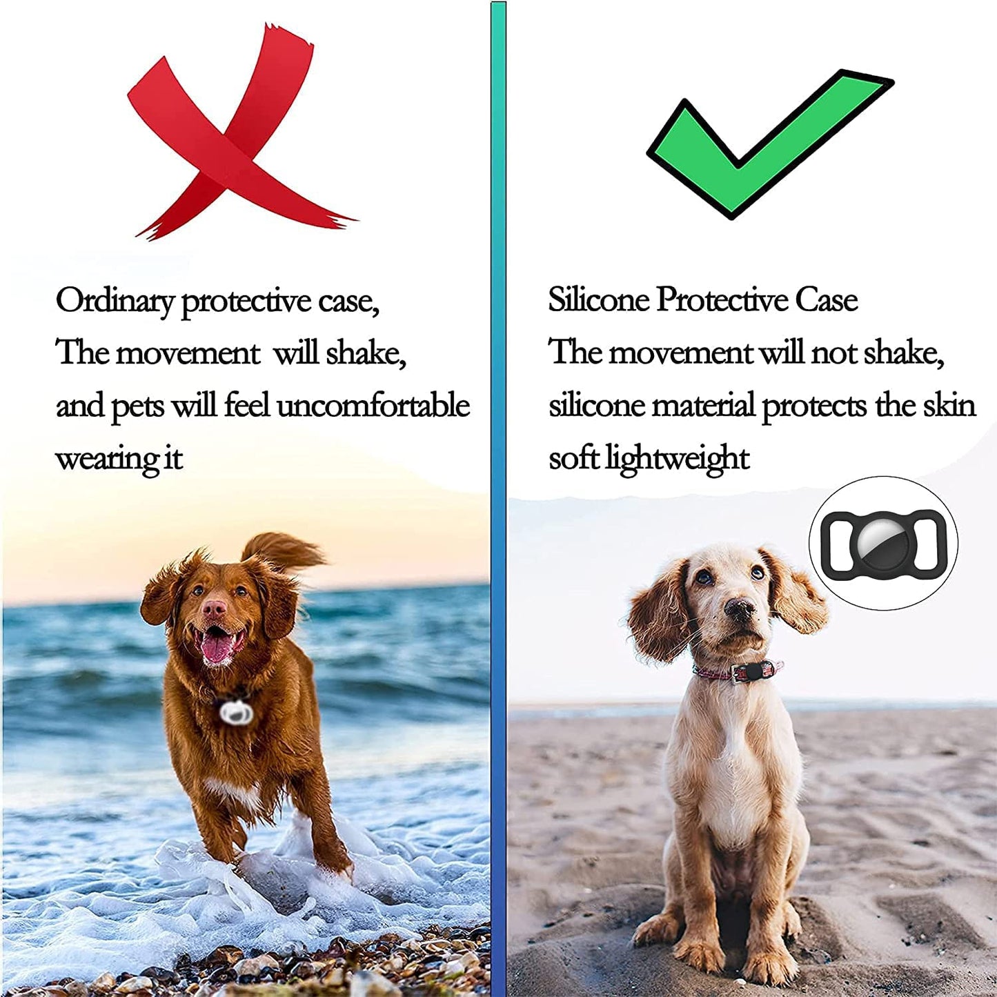 Airtag Holder Compatible Apple Air Tag,2 Pack Silicone Case for Pet Dog Cat Collar and Kid’S School Bag Backpack Black&Orange  JEANUE   