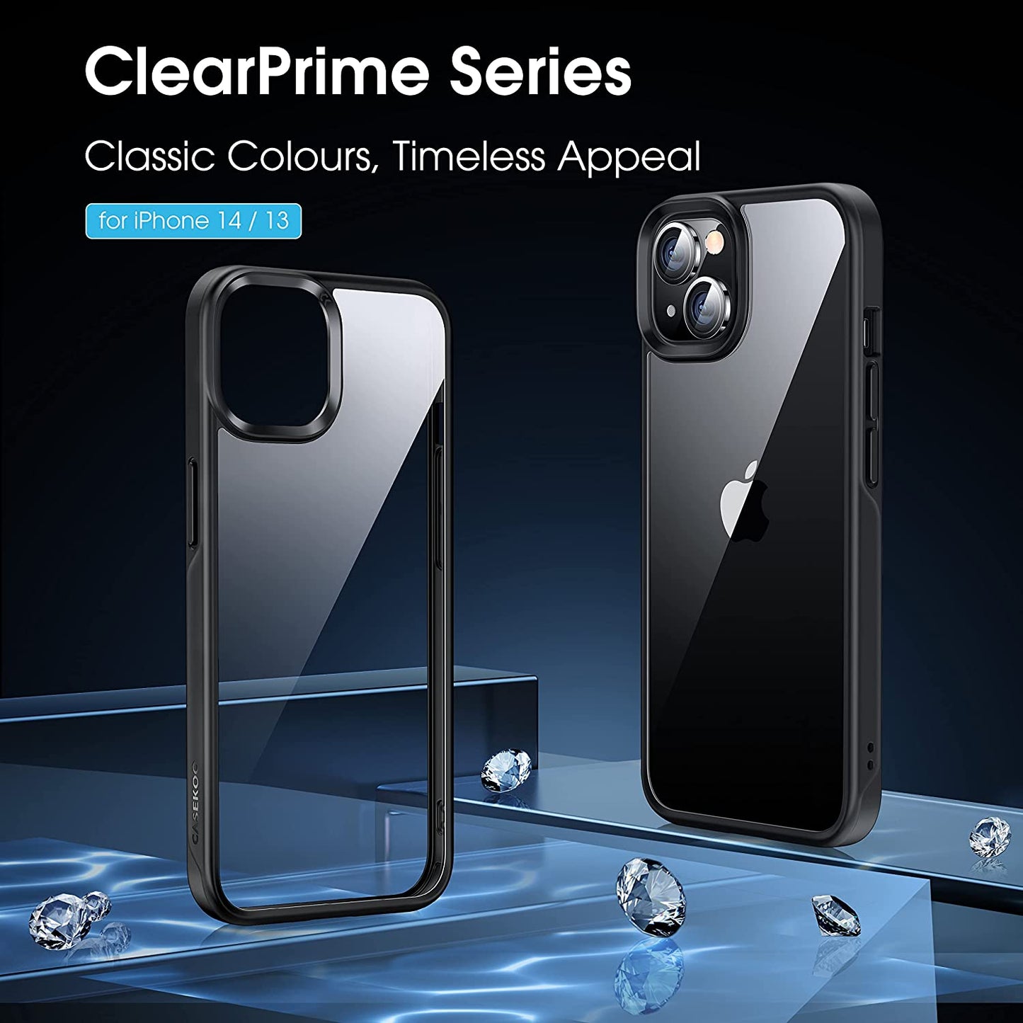 CASEKOO Crystal Clear for Iphone 14 Case & Iphone 13 Case, [Not Yellowing] [Military Grade Drop Protection] Shockproof Protective Phone Case 6.1 Inch 2022 Black  CASEKOO   