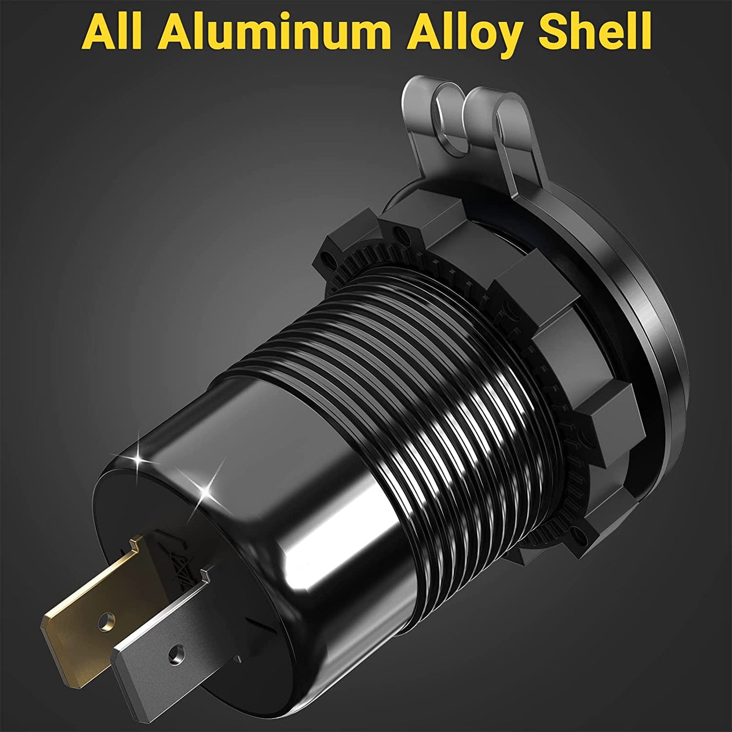 12V USB Car Charger Socket 2 Pack: Upgraded Aluminum Metal 56W 12 Volt USB Outlet PD3.0 20W USB C and Dual QC3.0 18W Multi Car USB Port with LED Voltmeter On/Off Switch for Boat Marine RV Motorcycle  Shenzhen GSG Technology Co.Ltd   