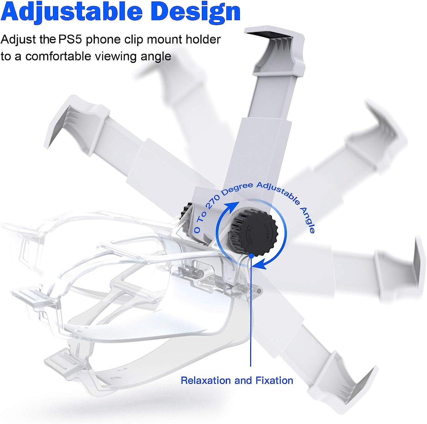 Nexigo Controller Phone Clip Mount for PS5 Dualsense Wireless Controller, Cellphone Clip Bracket Holder for Playstation 5 Controller, Adjustable Stand Suitable for Android Mobile Phone  NexiGo   