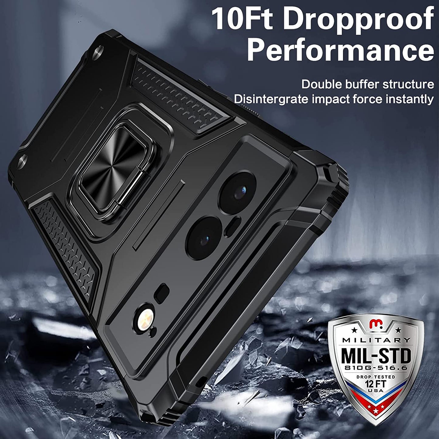 ANTSHARE for Google Pixel 6 Case with Screen Protector, Military Grade Dual Layer Shockproof Heavy Duty Protective Phone Case with Magnetic Kickstand Car Mount Holder for Pixel 6 5G 2021 6.4’’(Black)  ANTSHARE   