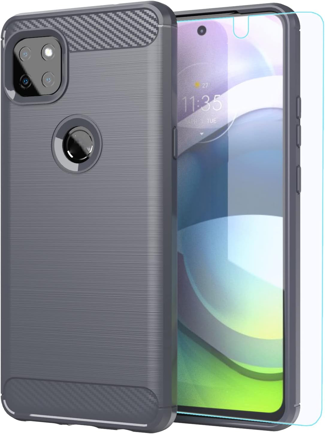 M MAIKEZI for Moto One 5G Ace Case,Motorola One 5G Ace Case with HD Screen Protector, Soft TPU Slim Fashion Non-Slip Protective Phone Case Cover for Motorola Moto One 5G UW Ace (Red Brushed TPU)  JINZHI Inc Motorola One 5G Ace Gray Brushed Tpu Case  