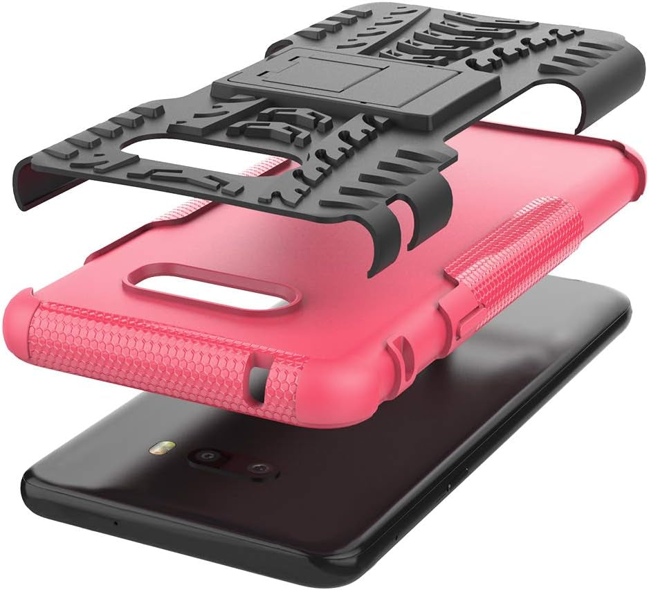 SKTGSLAMY LG G8X Thinq Case, with HD Screen Protector, [Shockproof] Tough Rugged Dual Layer Protective Case Hybrid Kickstand Cover for LG G8X Thinq (Pink)  SKTGSLAMY   