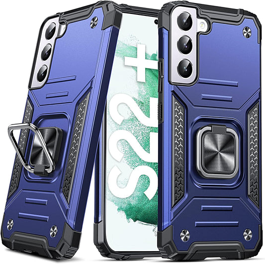 Anqrp Galaxy S22 plus Case, Military Grade Protective Phone Case Cover with Rotatable Metal Ring Kickstand [Support Magnet Mount] Compatible with Samsung Galaxy S22 Plus, Blue  Anqrp   