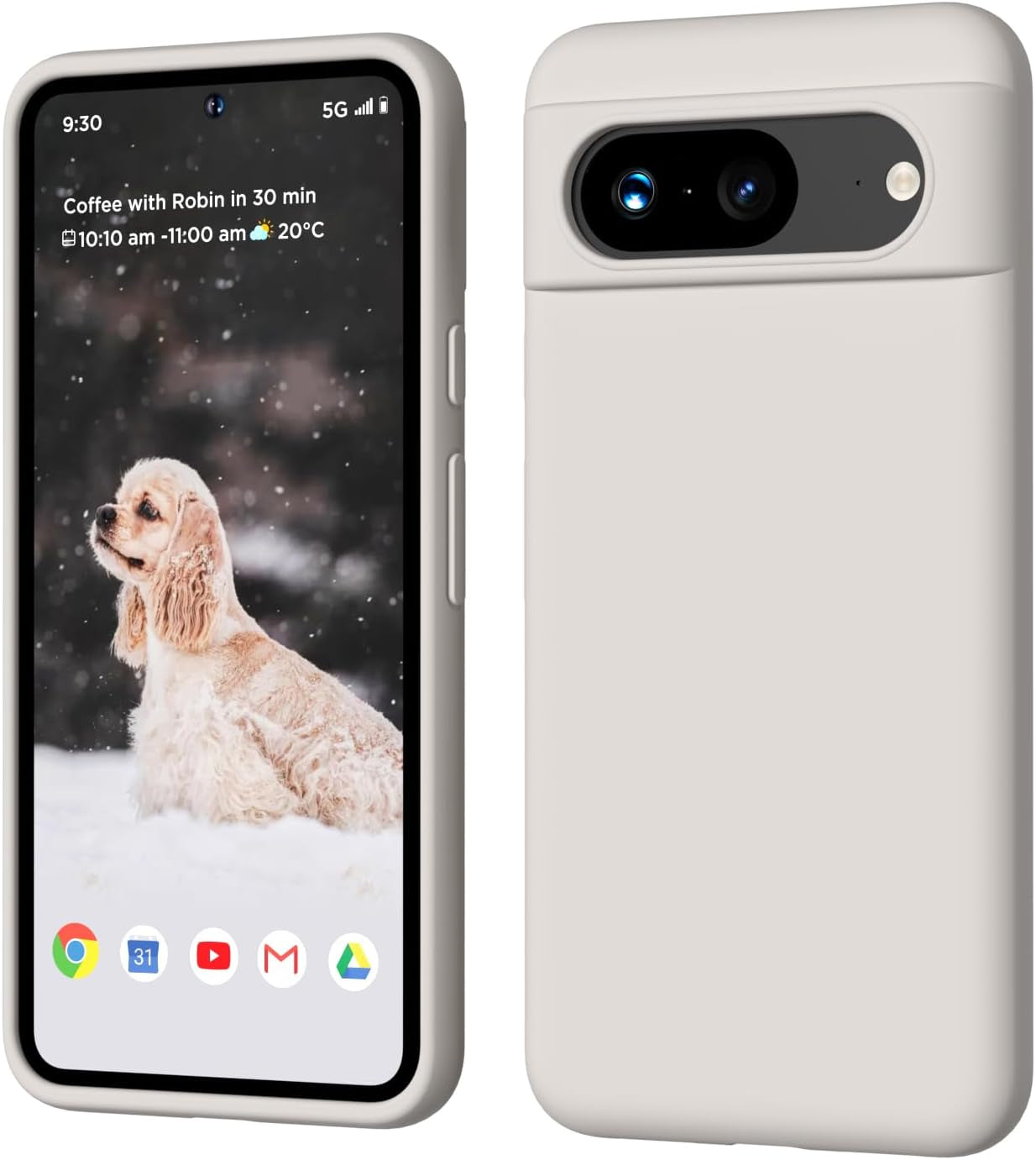 COFFKER Compatible with Pixel 8 Case, Liquid Silicone Case, Full Body Shockproof Protective Cover,【Soft Microfiber Lining】 Slim Thin Phone Case for Google Pixel 8 6.2 Inch, Chocolate Brown  COFFKER Stone  