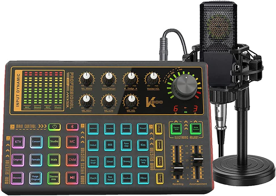 Podcast Equipment Bundle, BM-800 Condenser Microphone Bundle with Voice Changer, Recording Studio Package - Podcast Microphone Bundle for Laptop, Streaming/Live Broadcast/Youtube Recording (AM200-V8)  sktome AM100-K300  