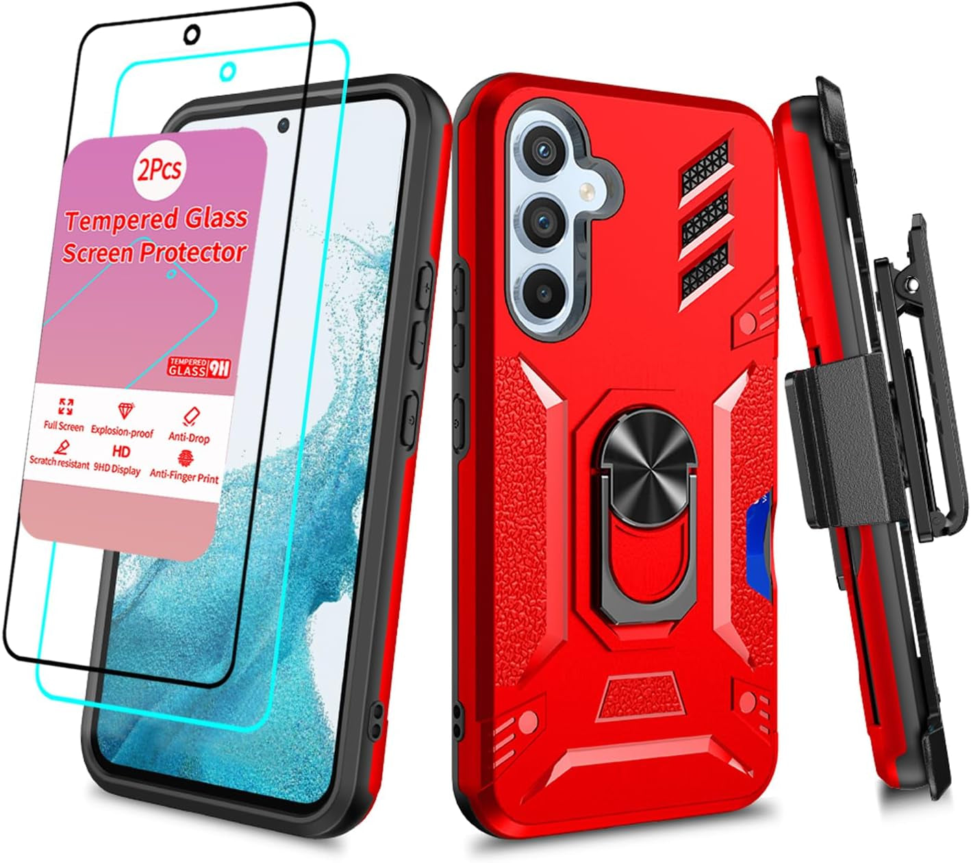 Case for Samsung Galaxy A53 Case with Screen Protector Samsung Galaxy A53 Case with Clip Galaxy A53 Case with Kickstand Military Grade Heavy Duty Camo Case for Samsung Galaxy A53 Men Women (Blue)  huiyi Red For A54 For A54 