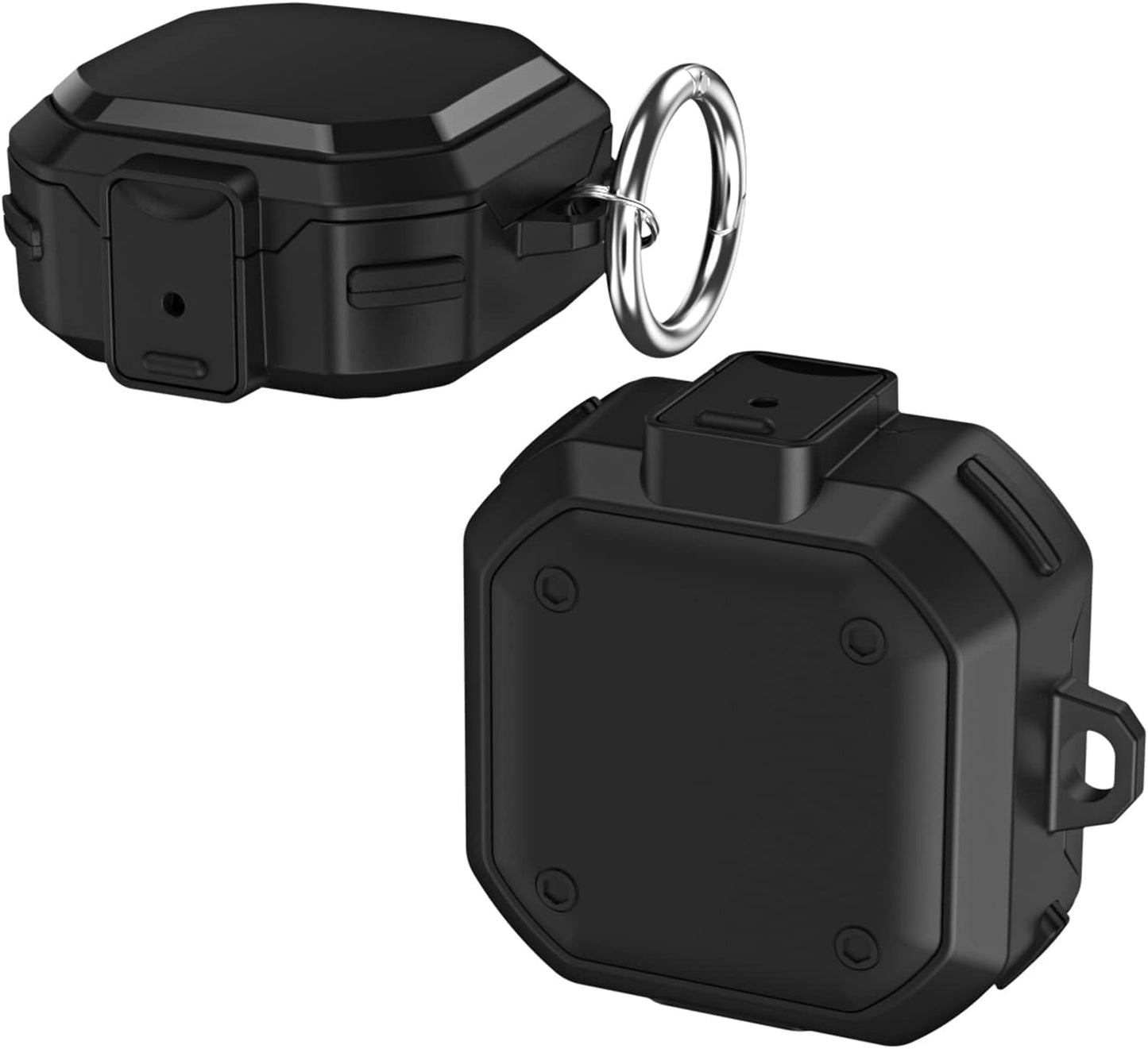 CASEVERSE Cases for Samsung Galaxy Buds2 Pro/Buds 2/Buds Pro/Buds Live with Lock, Cool PC Armor Series Shockproof Cover with Keychain for Boys Teens  CASEVERSE Black  