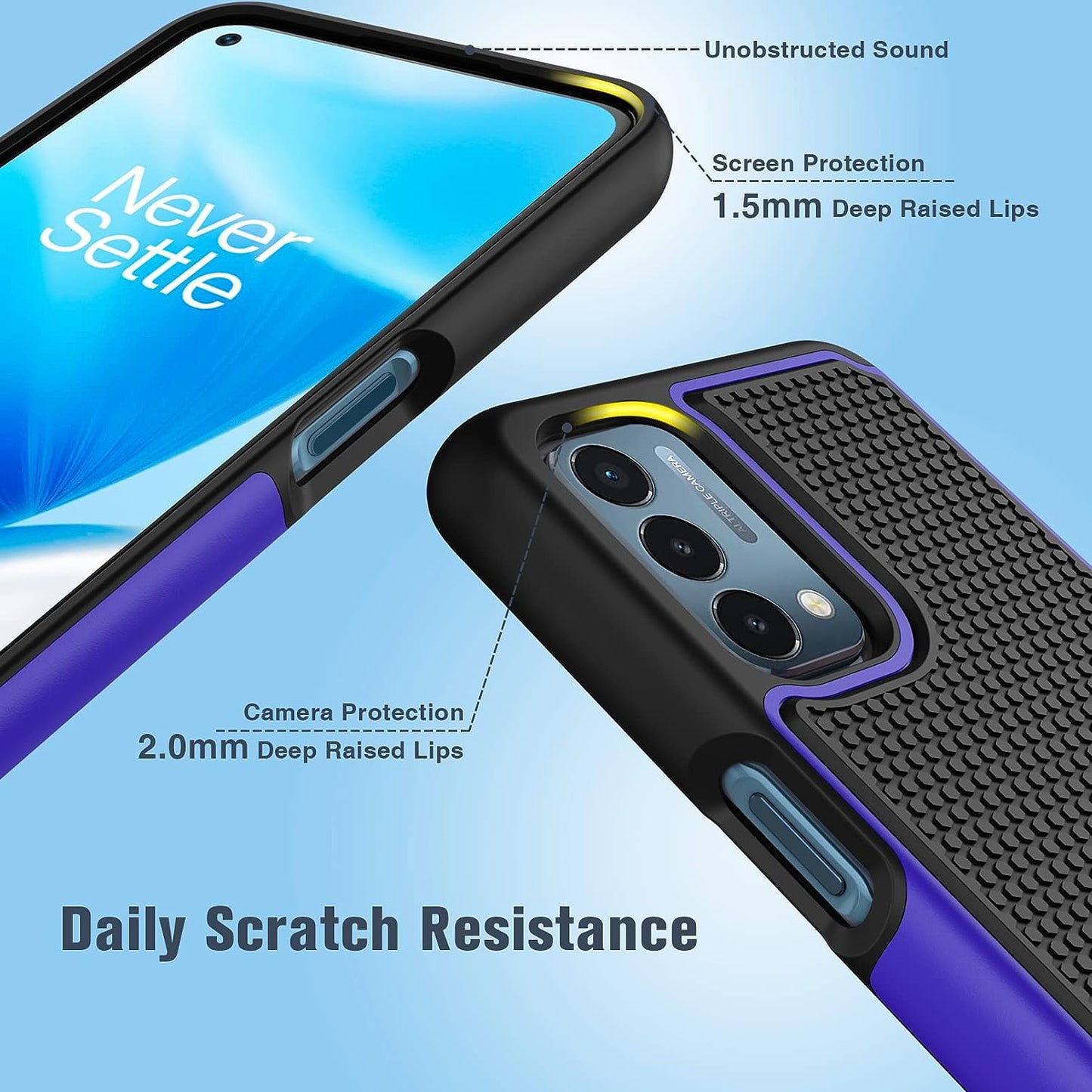 JXVM for Oneplus Nord N200 5G Case: Dual Layer Protective Heavy Duty Cell Phone Cover Shockproof Rugged with Non Slip Textured Back - Military Protection Bumper - 6.49Inch (Black Blue)  binghexin   