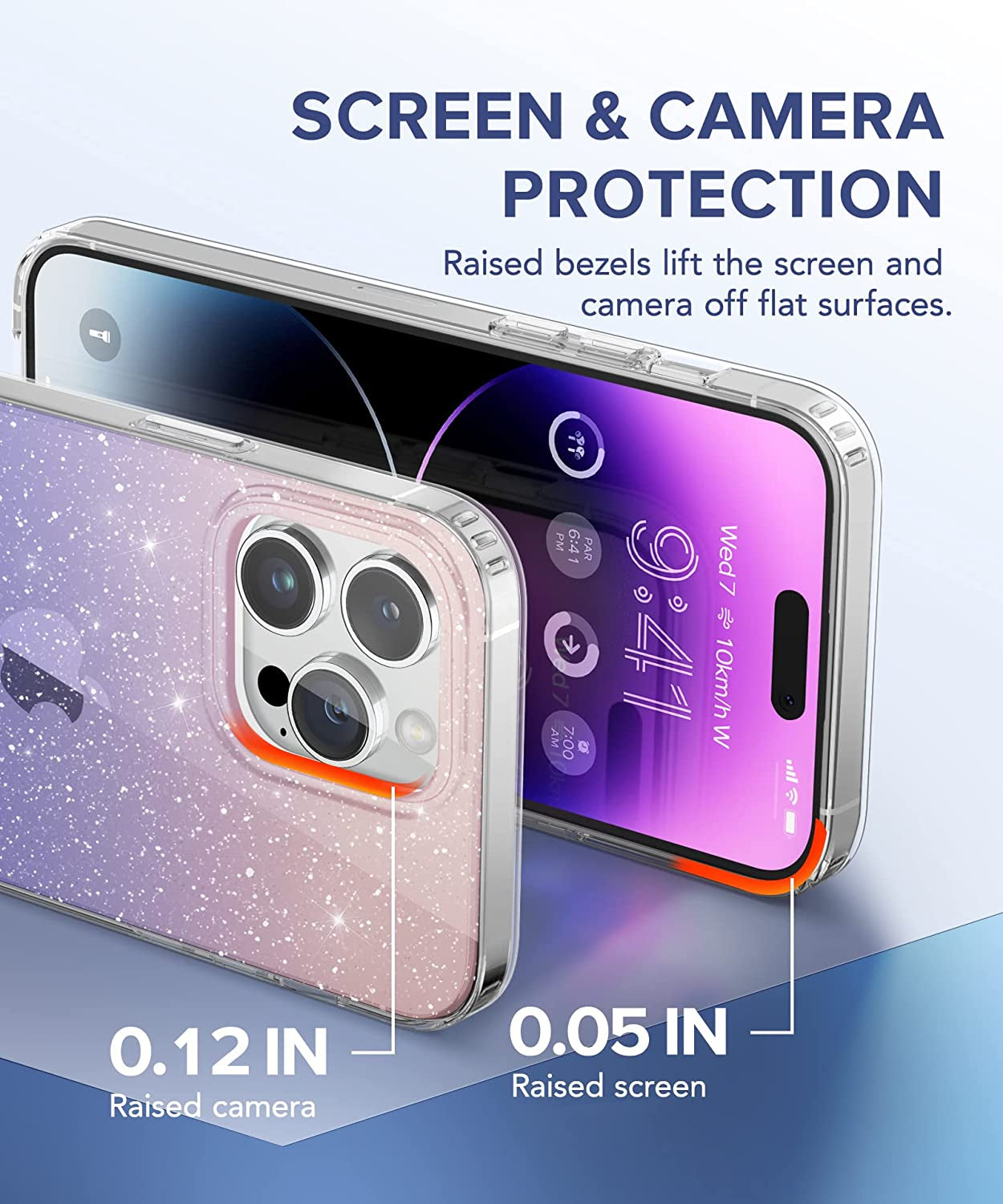 BERFY for Iphone 14 Pro Case Clear, with 2X Screen Protector + 2X Camera Lens Protector, [Non-Yellowing] [Military Grade Protection] Shockproof Phone Case 6.1 Inch, Gradient  BERFY   