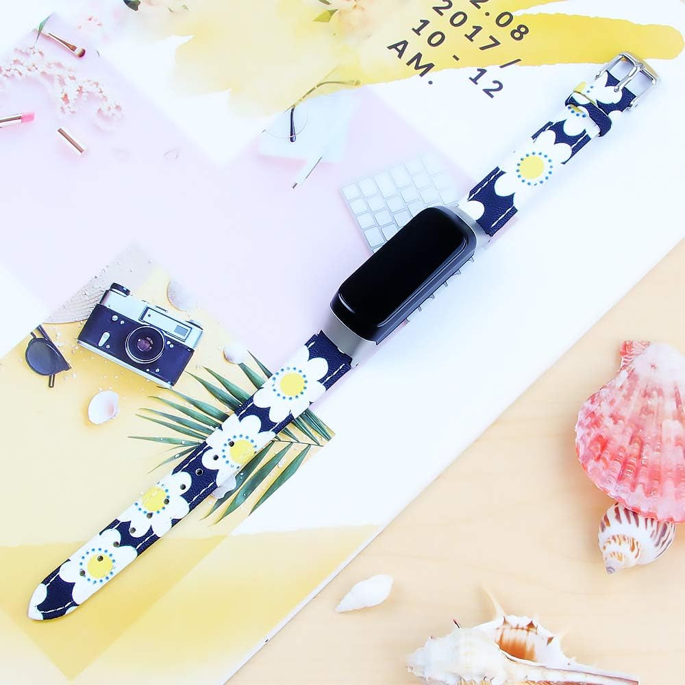 Techcode SM-R370 Galaxy Watch Band, Genuine Leather Watch Band with Metal Buckle Adjustable Strap Anti-Slip Replacement Wristband Quick Release for Samsung Galaxy Fit SM-R370  TechCode   