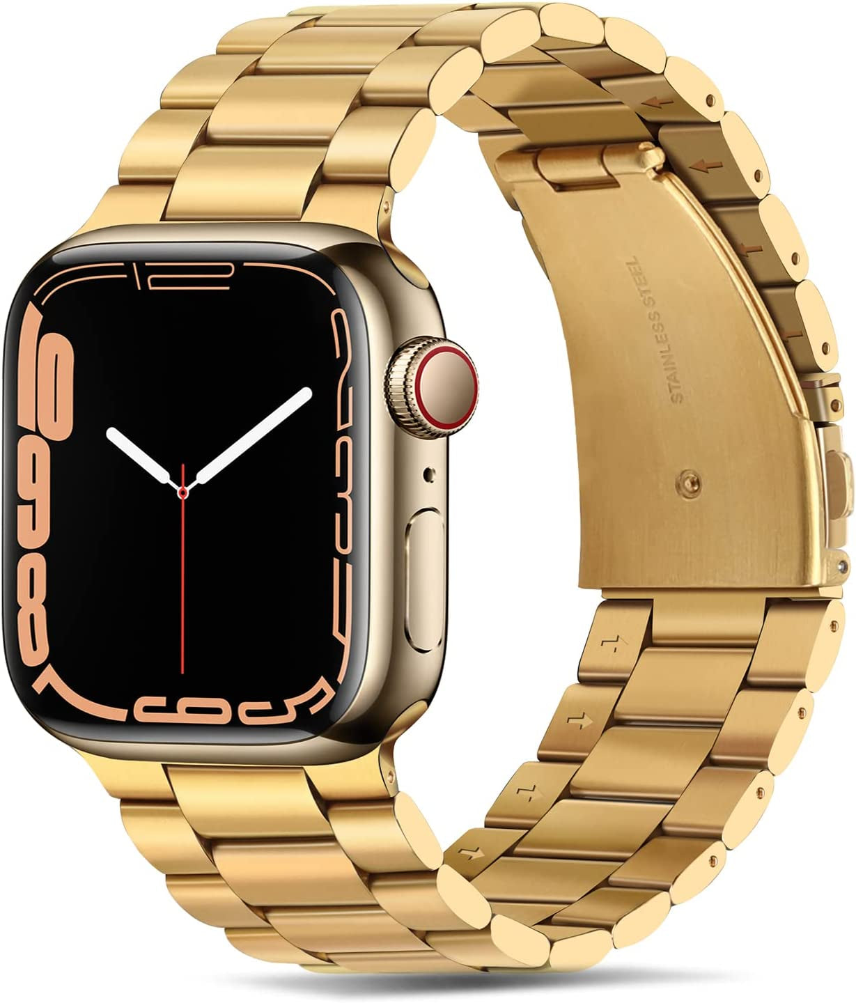 Tasikar Band Compatible with Apple Watch Band 49Mm Ultra Premium Stainless Steel Metal Replacement Strap with Case Compatible with Apple Watch Ultra 49Mm (Starlight)  Tasikar Gold 38mm/40mm/41mm 