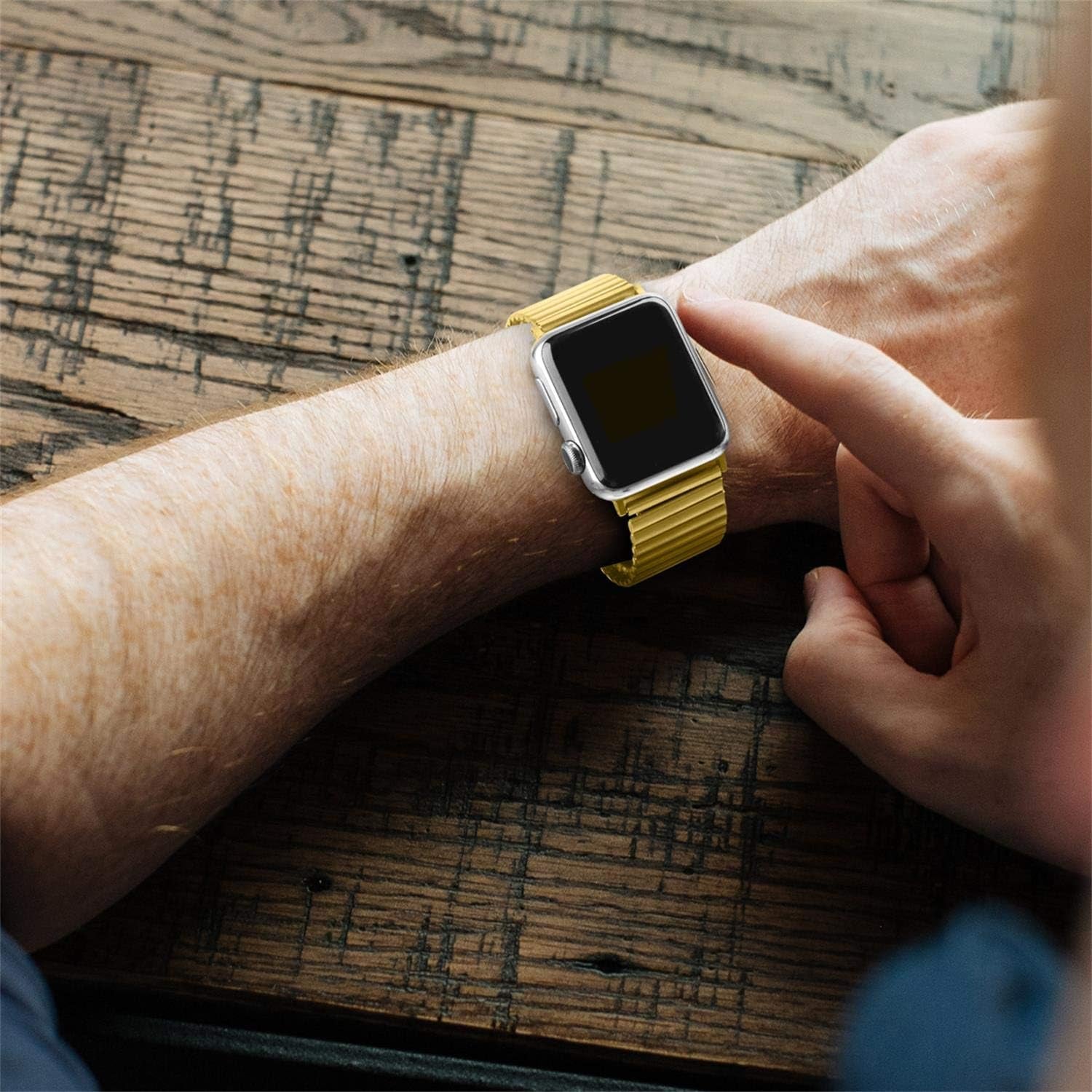 YOUKEX Stretchable Stainless Bands Compatible with for Apple Watch 7 Band 41Mm 45Mm 42Mm 38Mm 40Mm 44Mm,Stainless Steel Stretch Watch Band Metal Expansion in Brushed, Compatible with Iwatch Series 6/5/4/3/2/1 SE  YOUKEX   