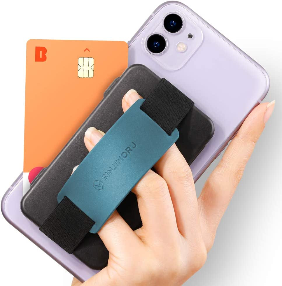 Sinjimoru Secure Magnetic Wallet as Phone Grip Stand for Magsafe Wallet, Cell Phone Wallet Stick on with Phone Kickstand & Phone Grip Holder for Iphone 12/13 and 14 Series. M-Card Zip Black  Sinjimoru Co.Ltd Card Zip 2 Teal Adhesive wallet 