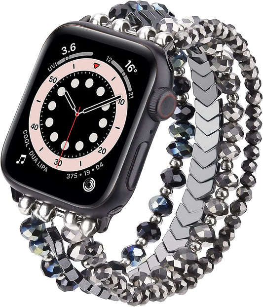 MOFREE Beaded Bracelet Compatible for Apple Watch Band 38Mm 40Mm 41Mm 42Mm 44Mm 45Mm Women,Fashion Handmade Elastic Stretch Strap for Iwatch Series SE 8 7 6 5 4 3 2 1  MOFREE   