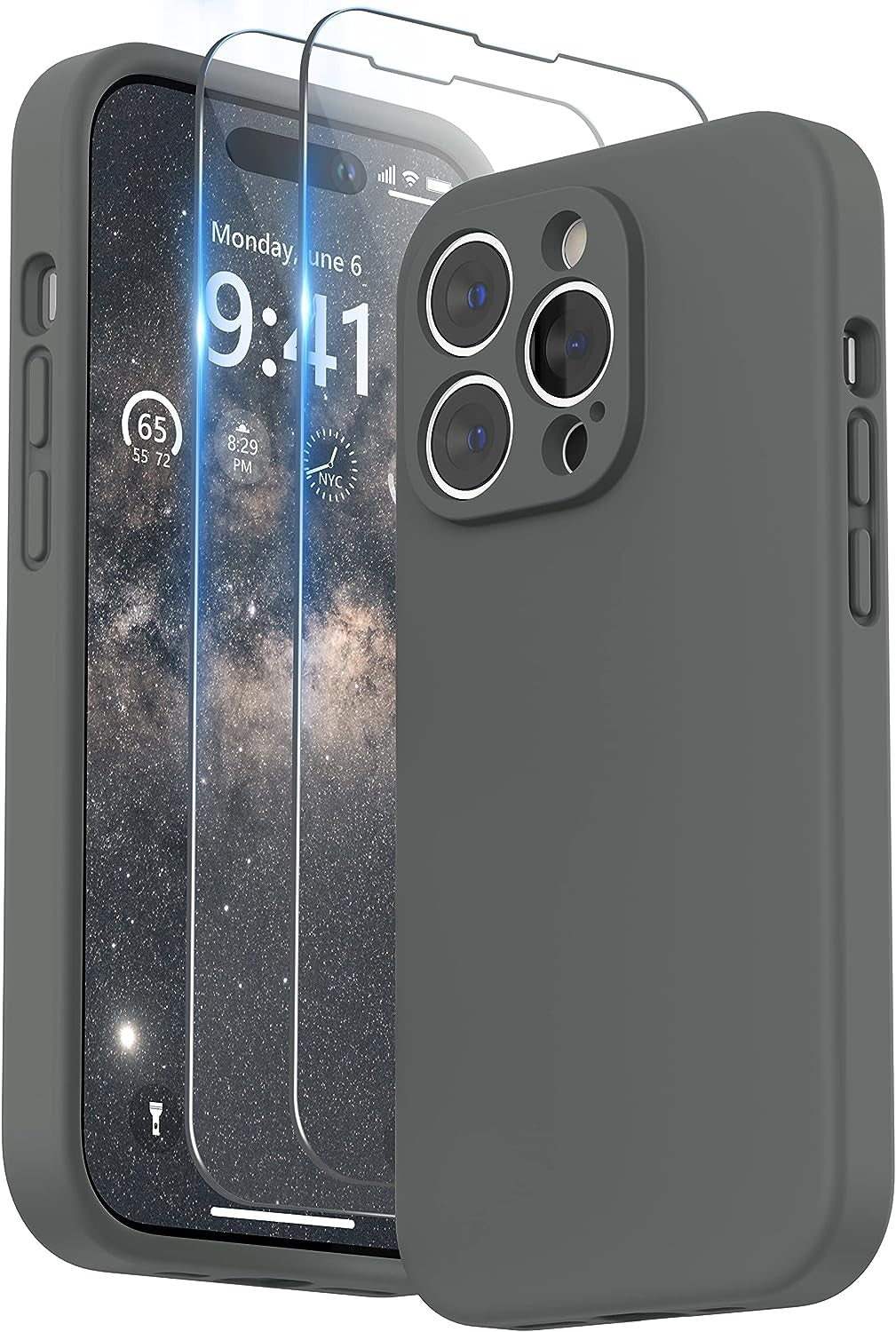 SURPHY Designed for Iphone 14 Pro Case with Screen Protector, (Camera Protection + Soft Microfiber Lining) Liquid Silicone Phone Case, Cactus Green  SURPHY   