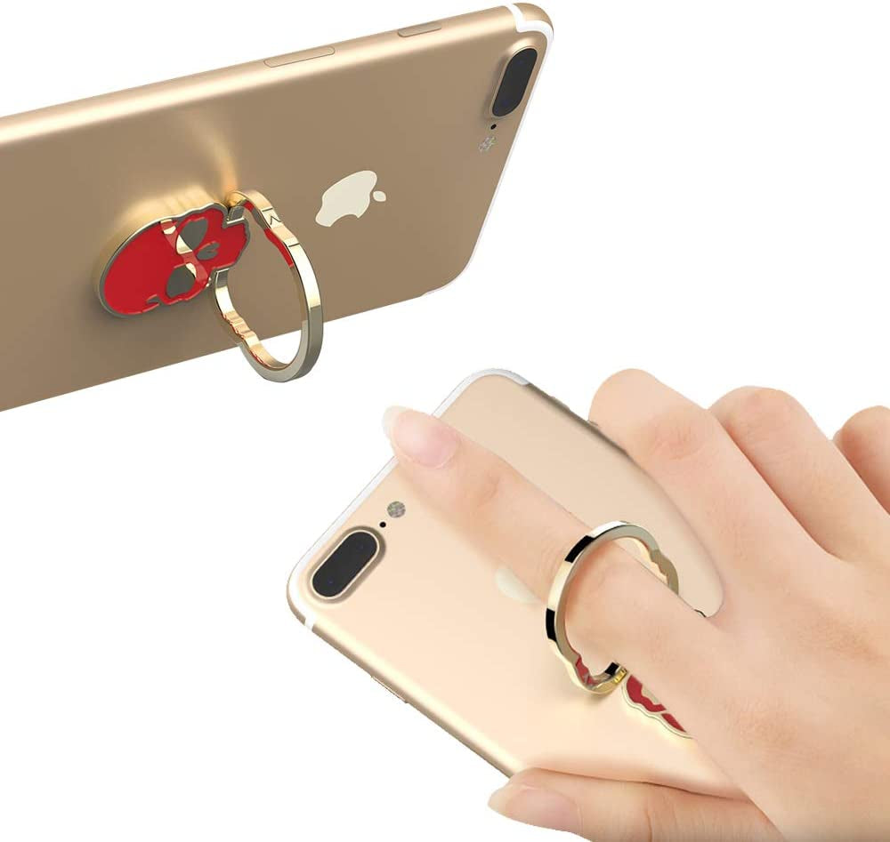 3 Packs Skull Shape Phone Ring Holder in 3 Colors, Dakuan 180° Adjustable Metal Stand Finger Grip Kickstand (Black, White, Red)  DaKuan   