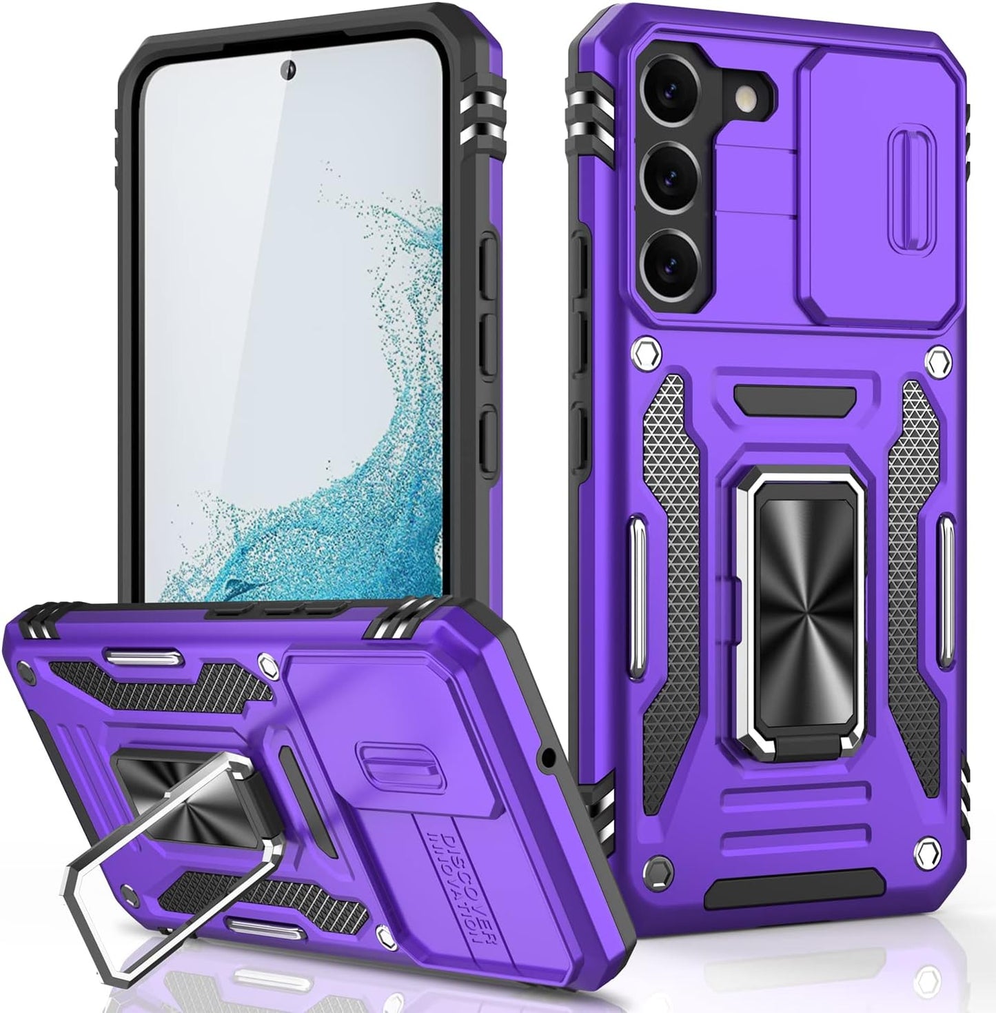 LUMARKE Galaxy S22 plus Case with Camera Cover,Samsung S22 plus Cover Pass 16Ft Drop Test Military Grade Heavy Duty Protective Phone Case with Kickstand for Samsung Galaxy S22 plus Black  LUMARKE Purple Galaxy S22 Plus 6.6''-M 
