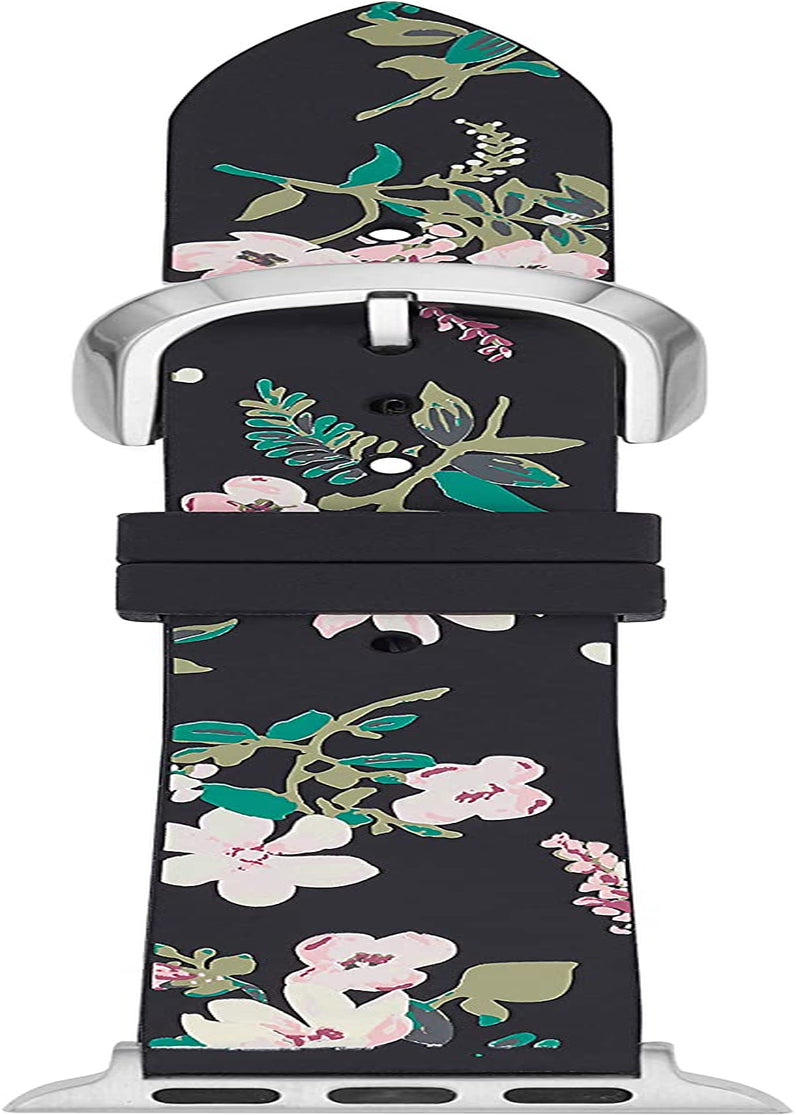 Kate Spade New York Interchangeable Silicone Band Compatible with Your 38/40Mm Apple Watch- Straps for Apple Watch Series 8/7/6/5/4/3/2/1/SE  kate spade new york Black Floral  