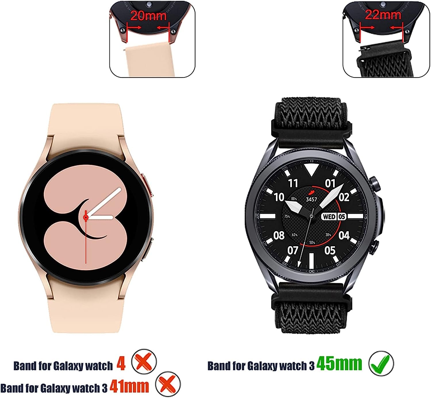 Easuny 22Mm Watch Bands Compatible for Samsung Galaxy Watch 3 45Mm Band/Galaxy Watch 46Mm/Gear S3 Frontier, Stretchy Adjustable Elastic Nylon Woven Loop Wristband for Men Women  Easuny   