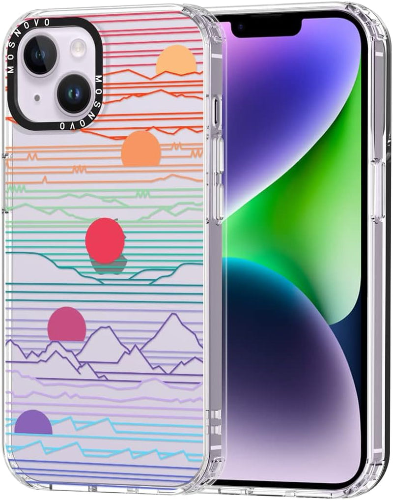 MOSNOVO Compatible with Iphone 14 plus Case, [Buffertech 6.6 Ft Drop Impact] [Anti Peel off Tech] Clear TPU Shockproof Bumper Phone Case Cover with Black Dragon Designed for Iphone 14 plus 6.7"  MOSNOVO Sunset Sunrise  