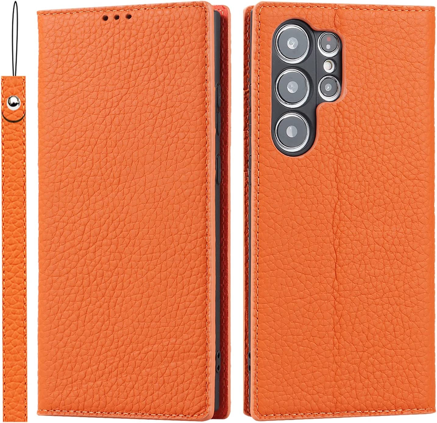 Ｈａｖａｙａ Samsung Galaxy S23 Ultra Case Wallet Magsafe Compatible,Samsung Galaxy S23 Ultra Wallet Case with Card Holder，Magnetic Detachable Flip Cover for Women Men Mujer-Black  Ｈａｖａｙａ Orange Samsung Galaxy S23Ultra 