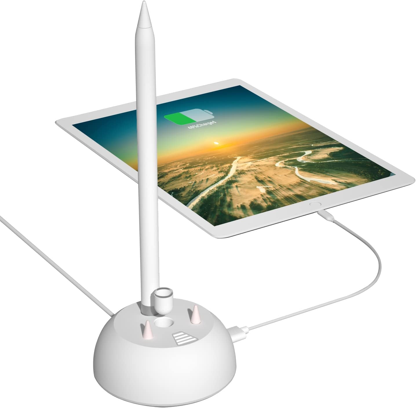 Charging Stand Compatible with Apple Pencil 1St Generation - 3 in 1 Ipad Pencil Charger Dock Holder with LED Light & Pencil Tips and Cap Holder - Ipad Pen Charging Adapter with USB Port  Kaixintek   