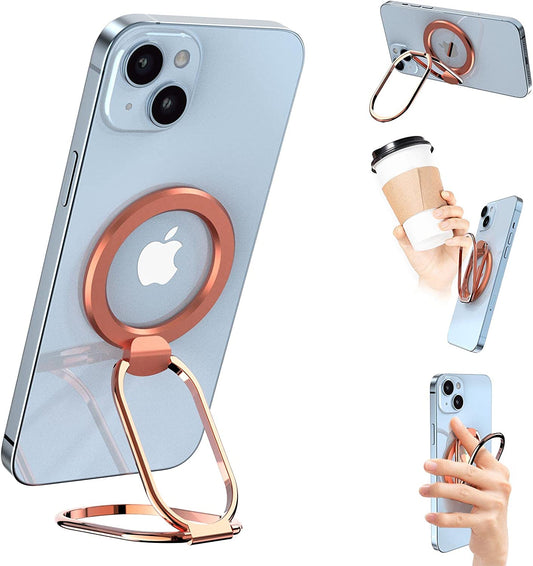 Magnetic Phone Ring Holder Compatible for Mag Safe Phone Grip Magnetic Phone Ring Holder Finger Kickstand, Adjustable Kickstand for Iphone 14/13/12 Series(Pink Rose Gold)  imeilee   