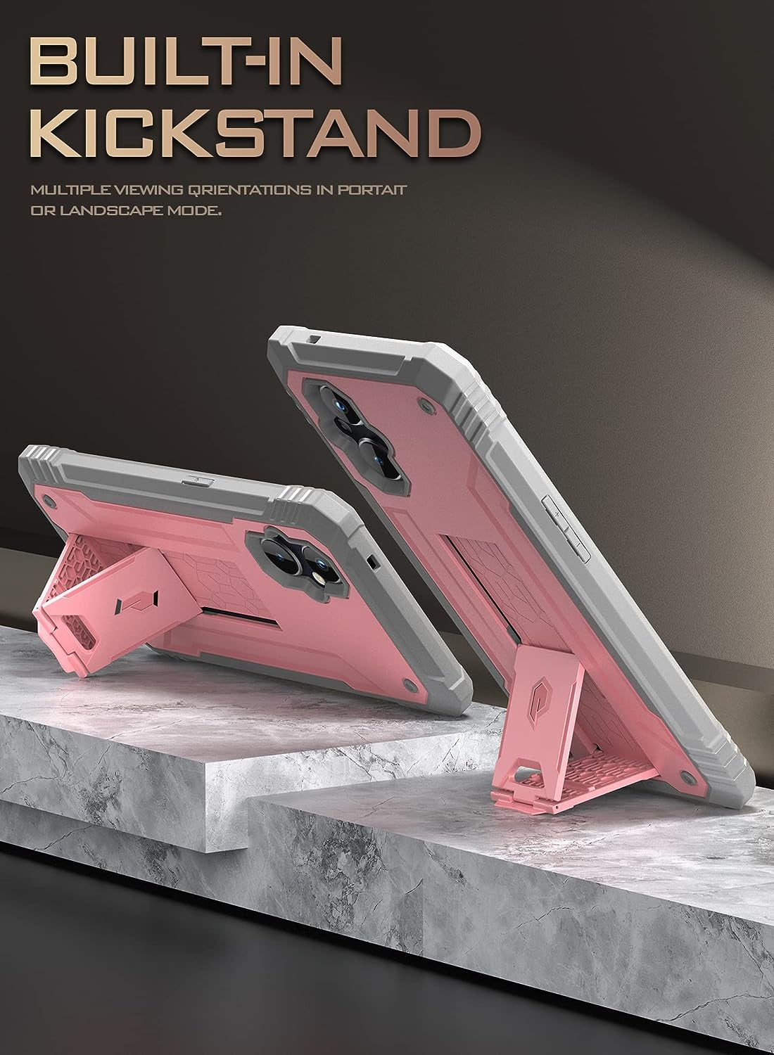 Poetic Revolution Series Case for Oneplus Nord N20 5G, [6FT Mil-Grade Drop Tested], Full-Body Rugged Dual-Layer Shockproof Protective Cover with Kickstand and Built-In-Screen Protector, Light Pink  Poetic   