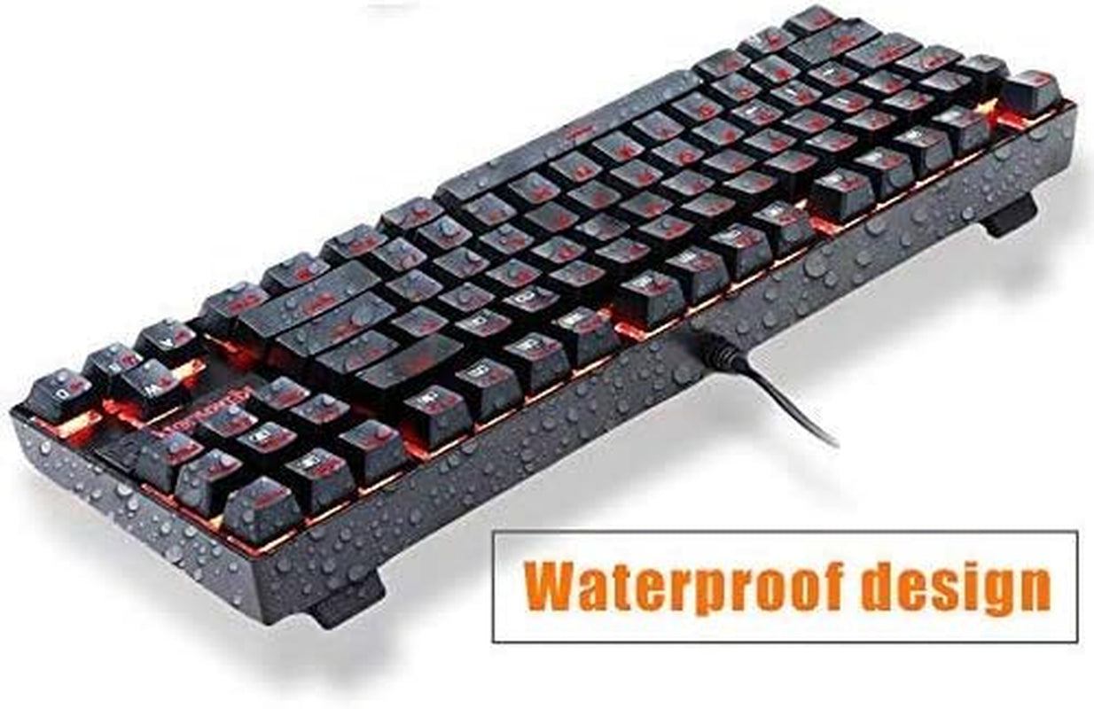 Mechanical Gaming Keyboard 87-Key RGB LED Backlit USB Wired Multi-Media Keyboard for Pc/Mac/Ipad/Iphone/Smartphone/Laptop  HAWK LI   