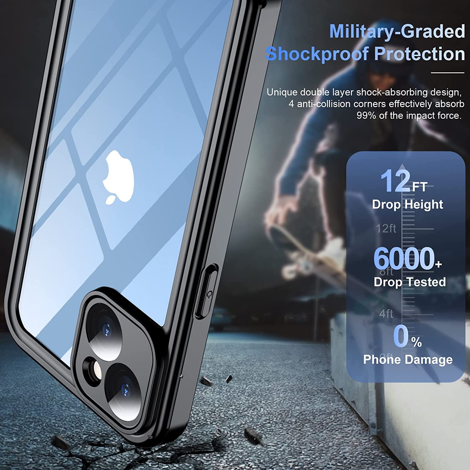 Temdan [Real 360 for Iphone 14 Case Waterproof, Built-In 9H Tempered Glass Camera Lens & Screen Protection [14FT Military Dropproof][Full-Body Shockproof][Dustproof][Ip68 Underwater] Phone Case  Temdan   