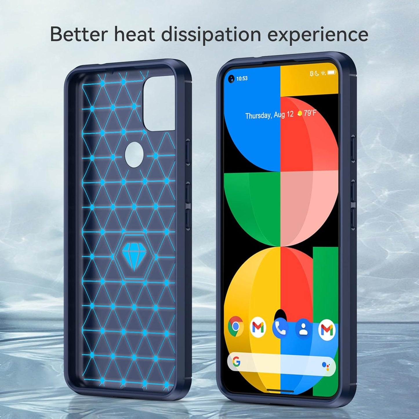 EUAGVQY for Pixel 4A 5G Google 4A 5G Case Carbon Fiber Soft TPU Anti-Slip Durable Lightweight Protective Phone Cover for Google Pixel 4A 5G（Blue）  EUAGVQY   