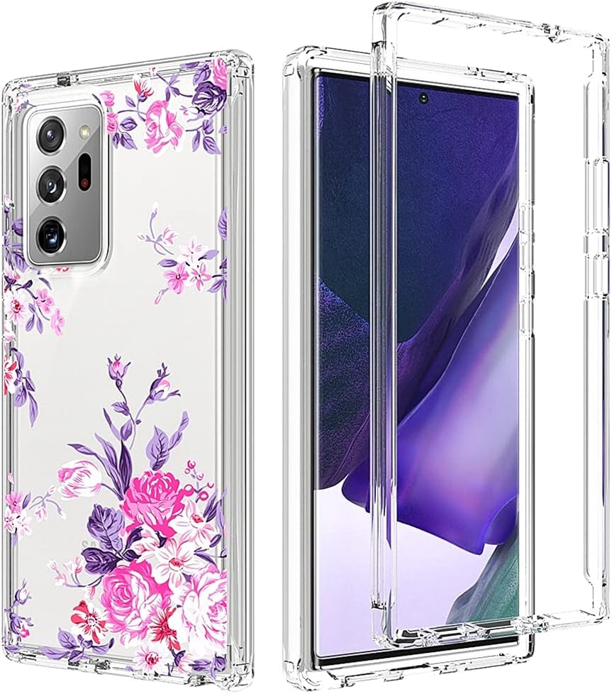 Zoeirc Case for Galaxy Note 20 Ultra 5G, Samsung Note 20 Ultra Clear Case, TPU 360 Full Body Shockproof Hybrid Bumper Crystal Clear Phone Case Cover for Samsung Galaxy Note 20 Ultra (Rose Flower)  Zoeirc   