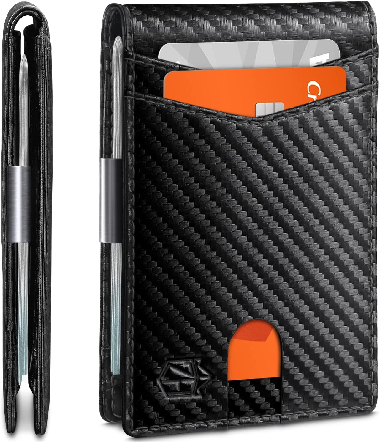 Zitahli Slim Wallet for Men-Leather Money Clip Mens Wallets-Rfid Blocking Front Pocket Bifold Wallet-Minimalist Credit Card Holder with Gift Box  Zitahli Carbon Black  