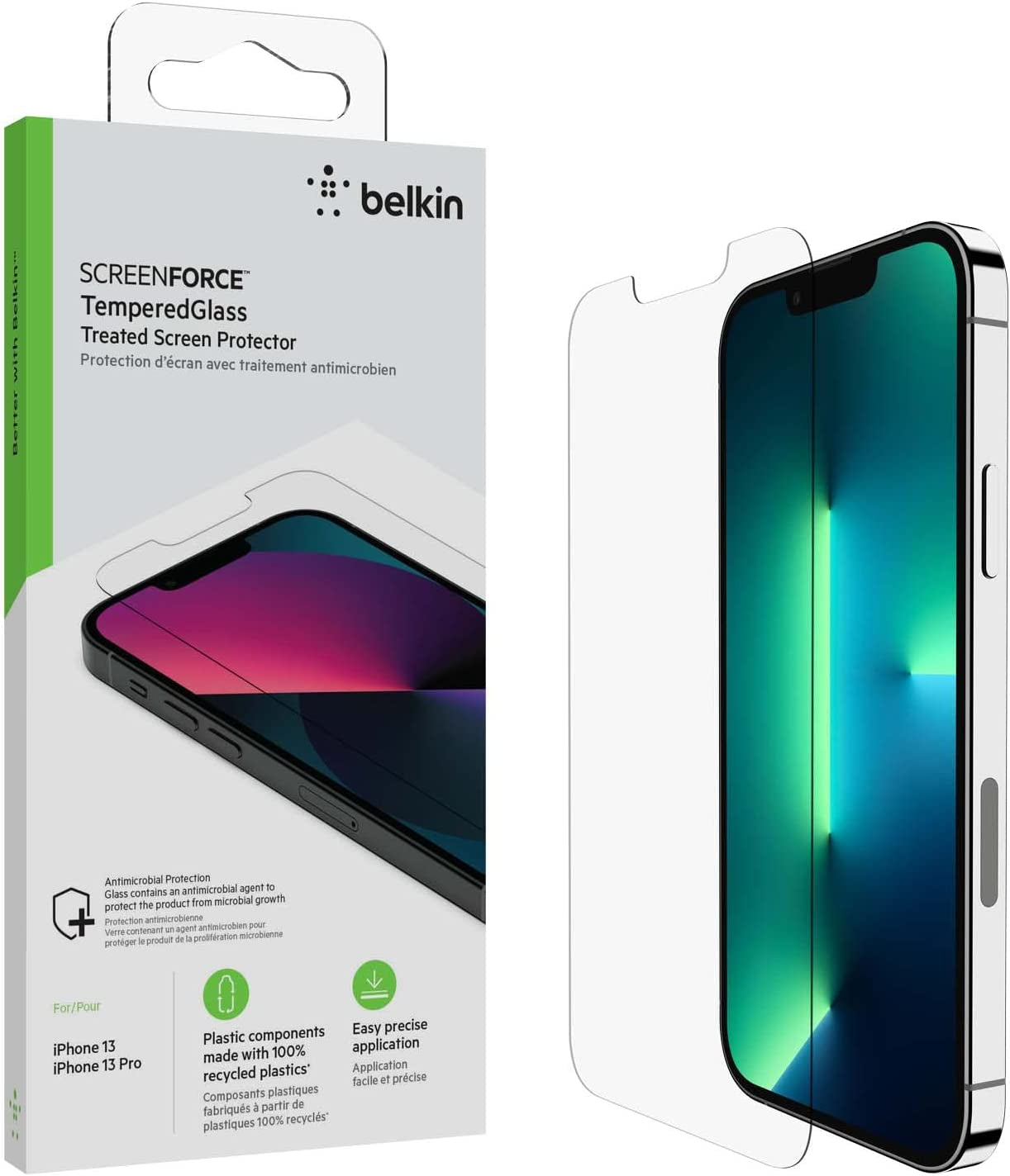 Belkin Tempered Glass Privacy Screen Protector 2-Pack for Iphone 14, Iphone 13, Iphone 13 Pro - Installation Guide Tray Included for Easy Application - Crystal Clear Glass Screen Protector  Belkin   