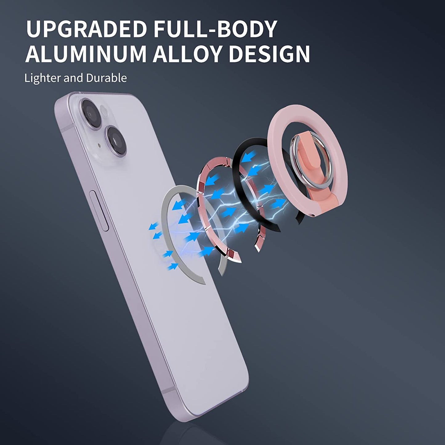 Rimyam Magnetic Phone Ring Holder for Magsafe Phone Grip&Stand 360° Rotation Grip Finger Kickstand Compatible with Iphone 14 13 12 plus Pro Pro Max Mini Magsafe Accessories  Rimyam   