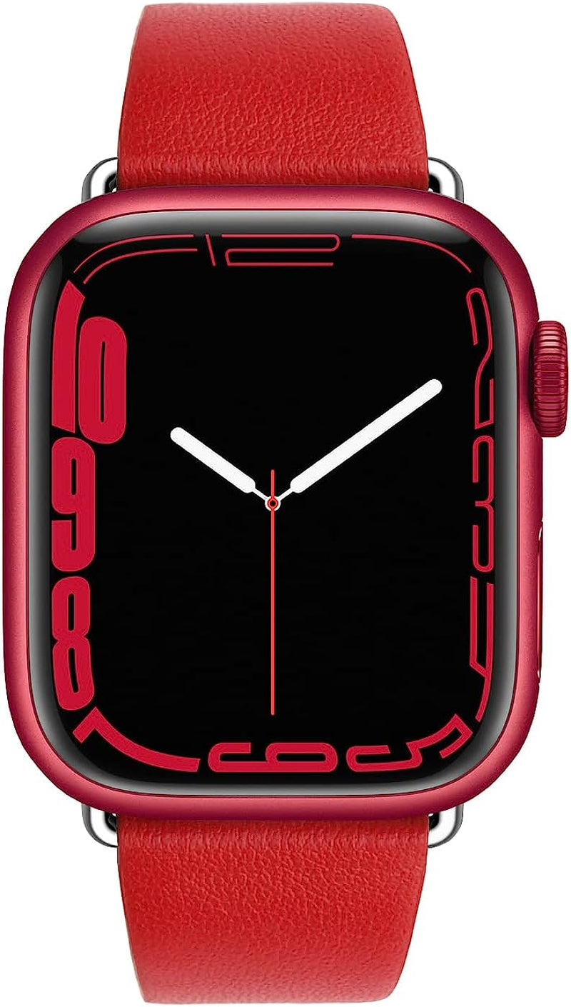 Eyamumo Thin Leather Band Compatible with Apple Watch Bands 41Mm 40Mm 38Mm Women, Genuine Leather Bands Wristbands Replacement Straps for Apple Iwatch SE2 SE Series 8 7 6 5 4 3 2 1  Eyamumo Red 41MM / 40MM / 38MM 
